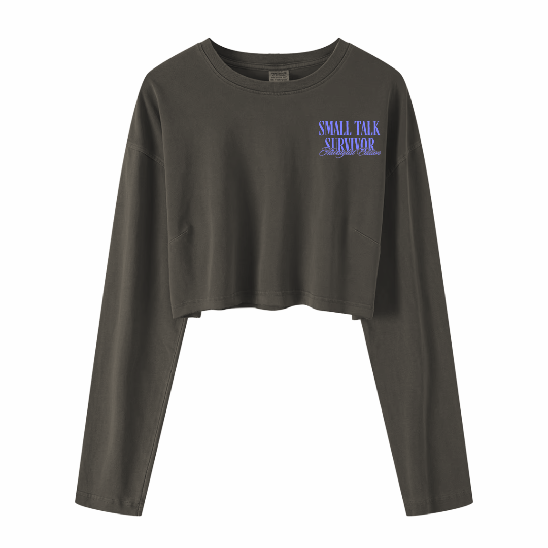 Small Talk Survivor Crop Long Sleeve Tee