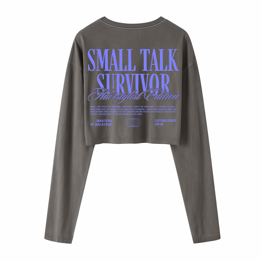 Small Talk Survivor Crop Long Sleeve Tee